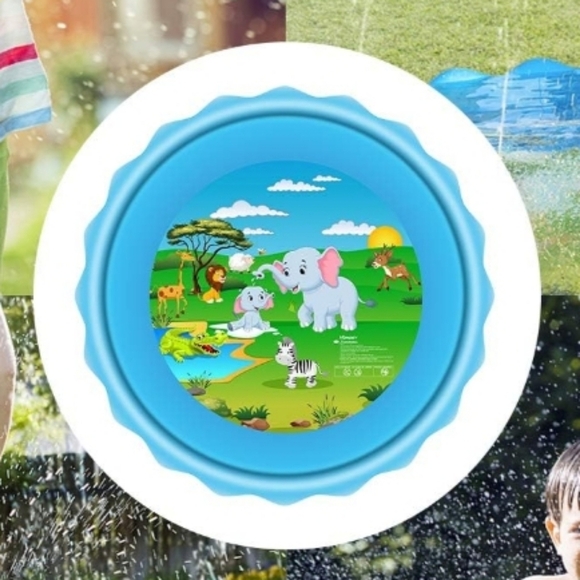 Vorosy Sprinkle & Splash 79" Play Mat Featuring Baby Elephants and Other Animals - Picture 4 of 6